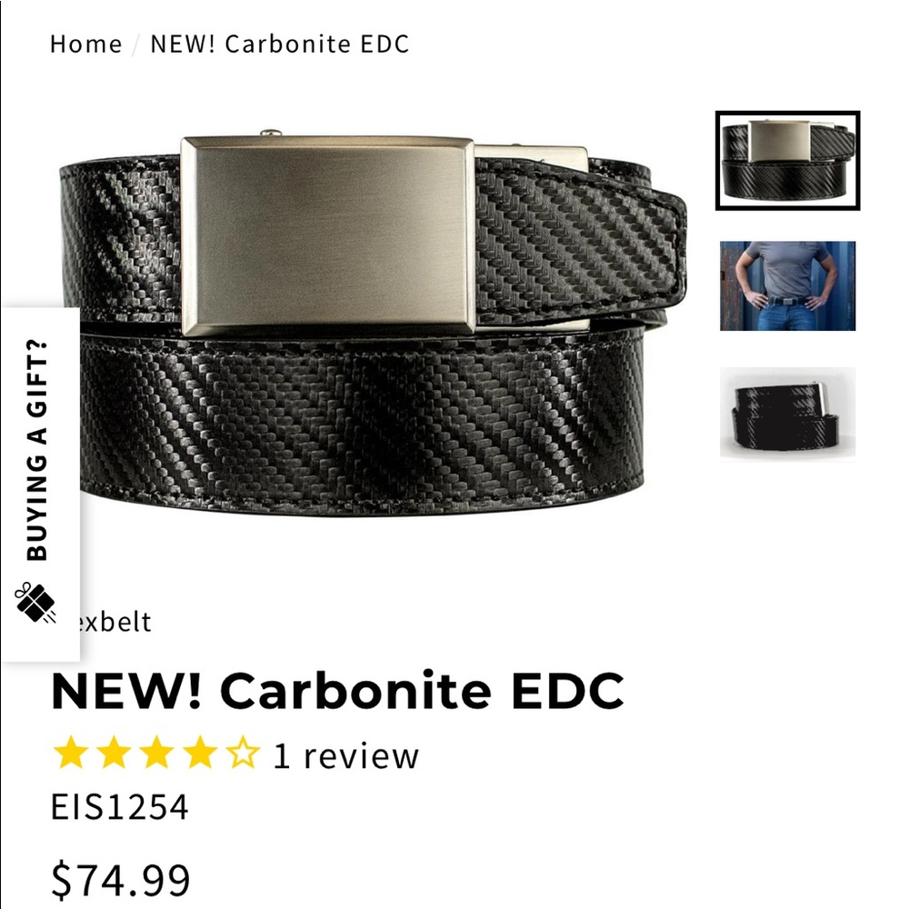 Nexbelt belt with no holes carbon black - NWT